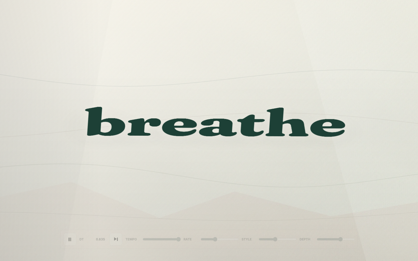 Inspire Me showing a large word over a soft animated paper-like background.
